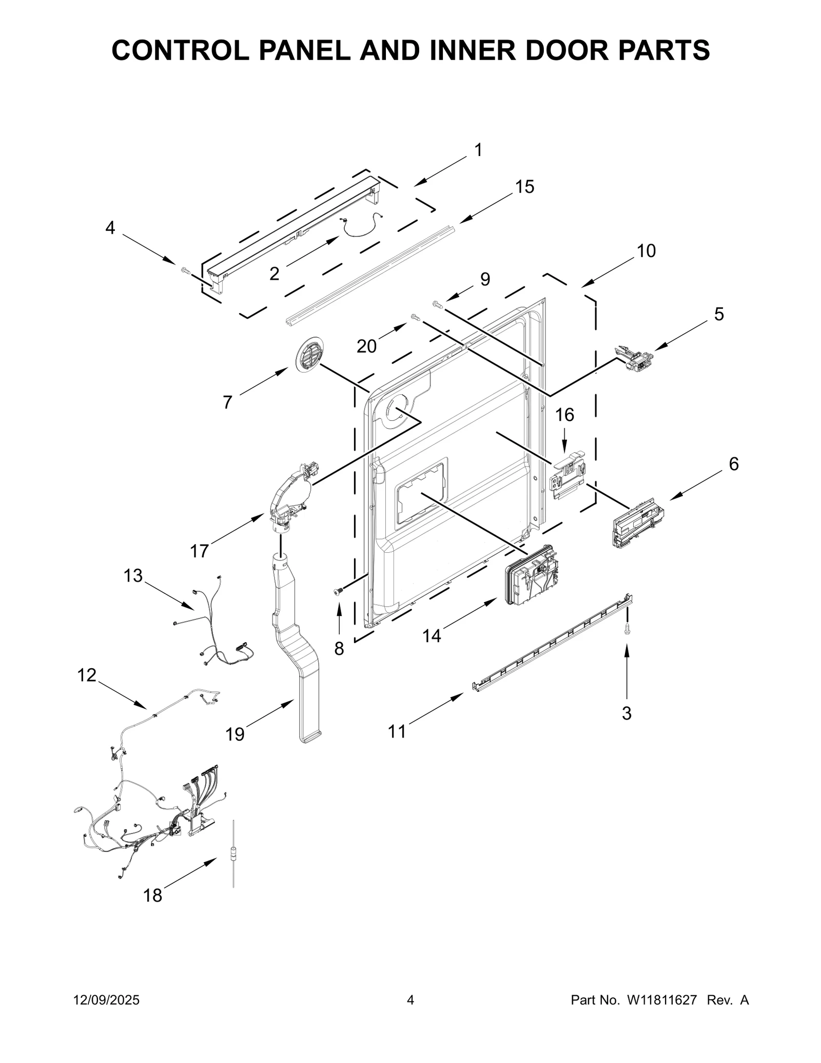 CONTROL PANEL AND INNER DOOR PARTS