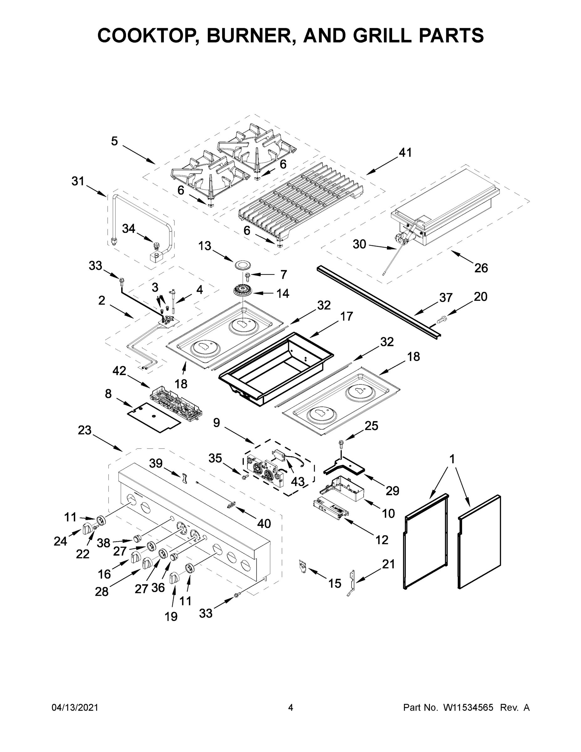 03 - COOKTOP, BURNER, AND GRILL PARTS