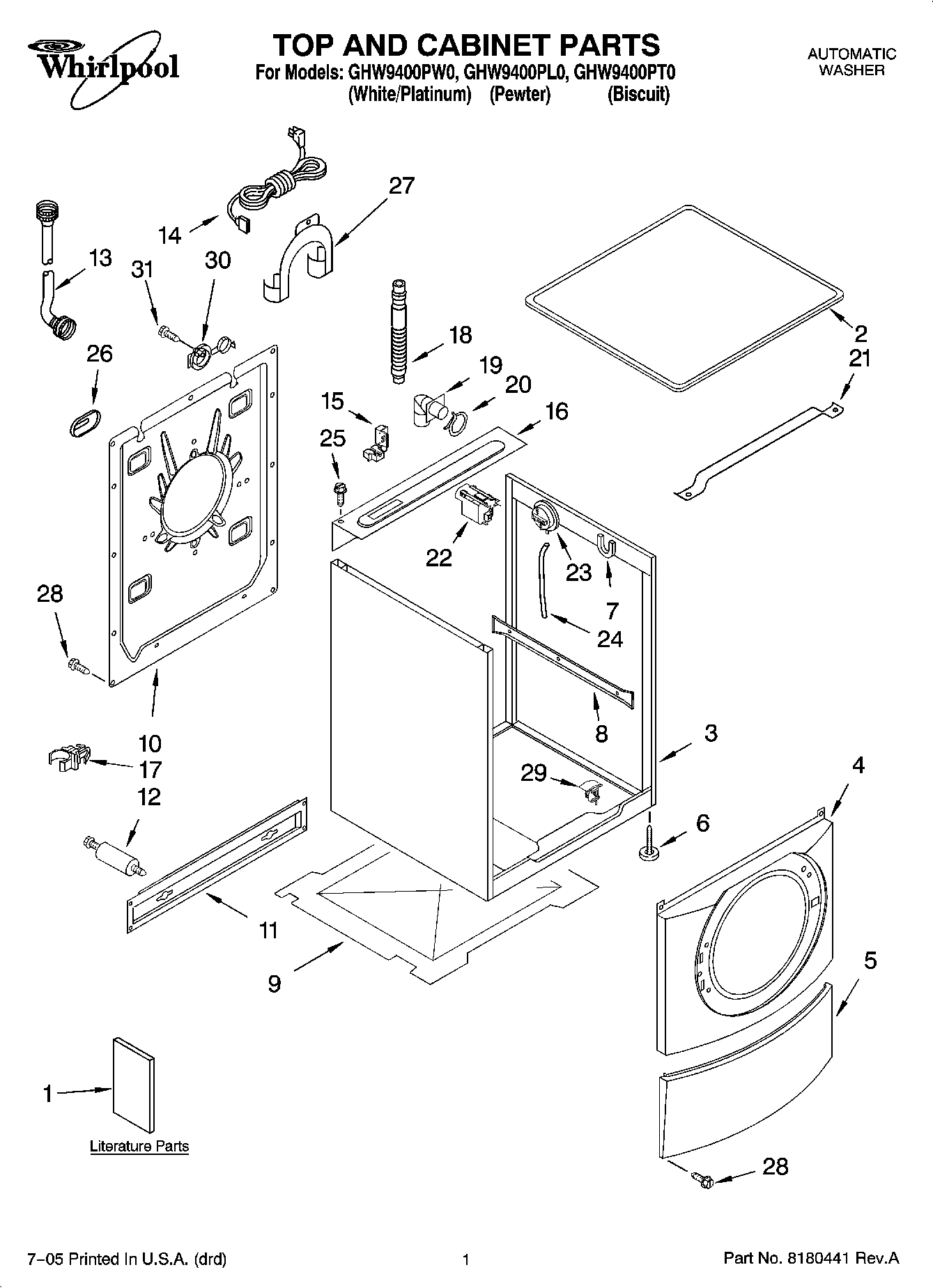 01 - TOP AND CABINET PARTS