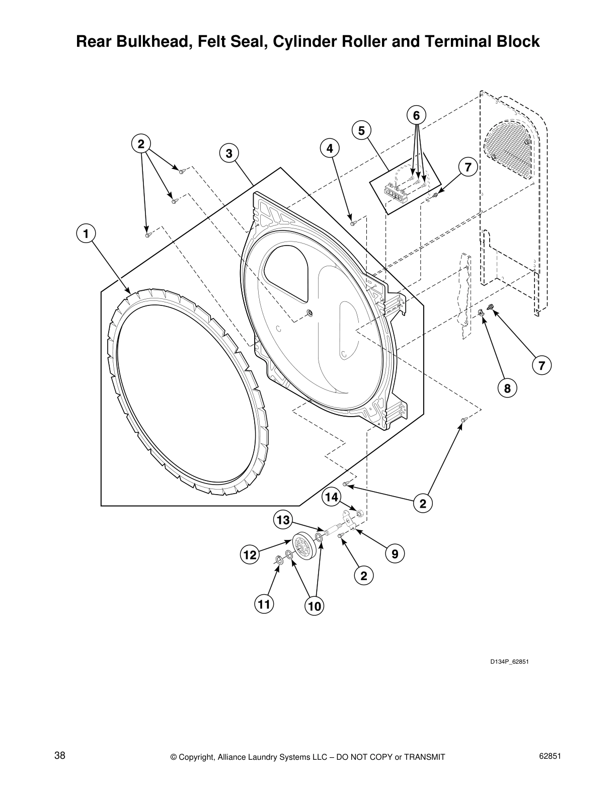 Rear Bulkhead, Felt Seal, Cylinder Roller and Terminal Block