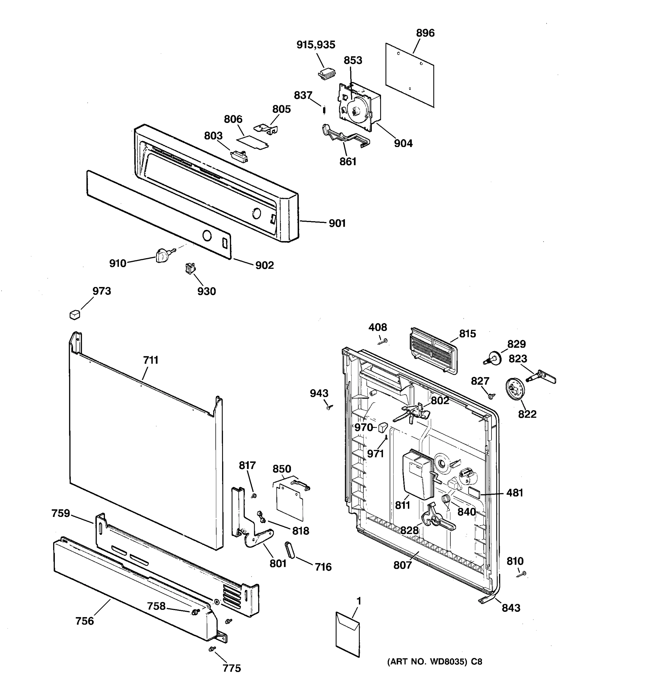 ESCUTCHEON & DOOR ASSEMBLY