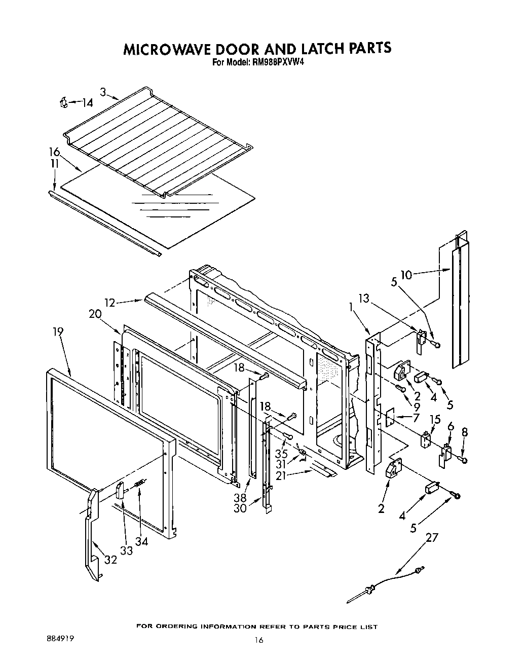 10 - MICROWAVE DOOR AND LATCH, OPTIONAL