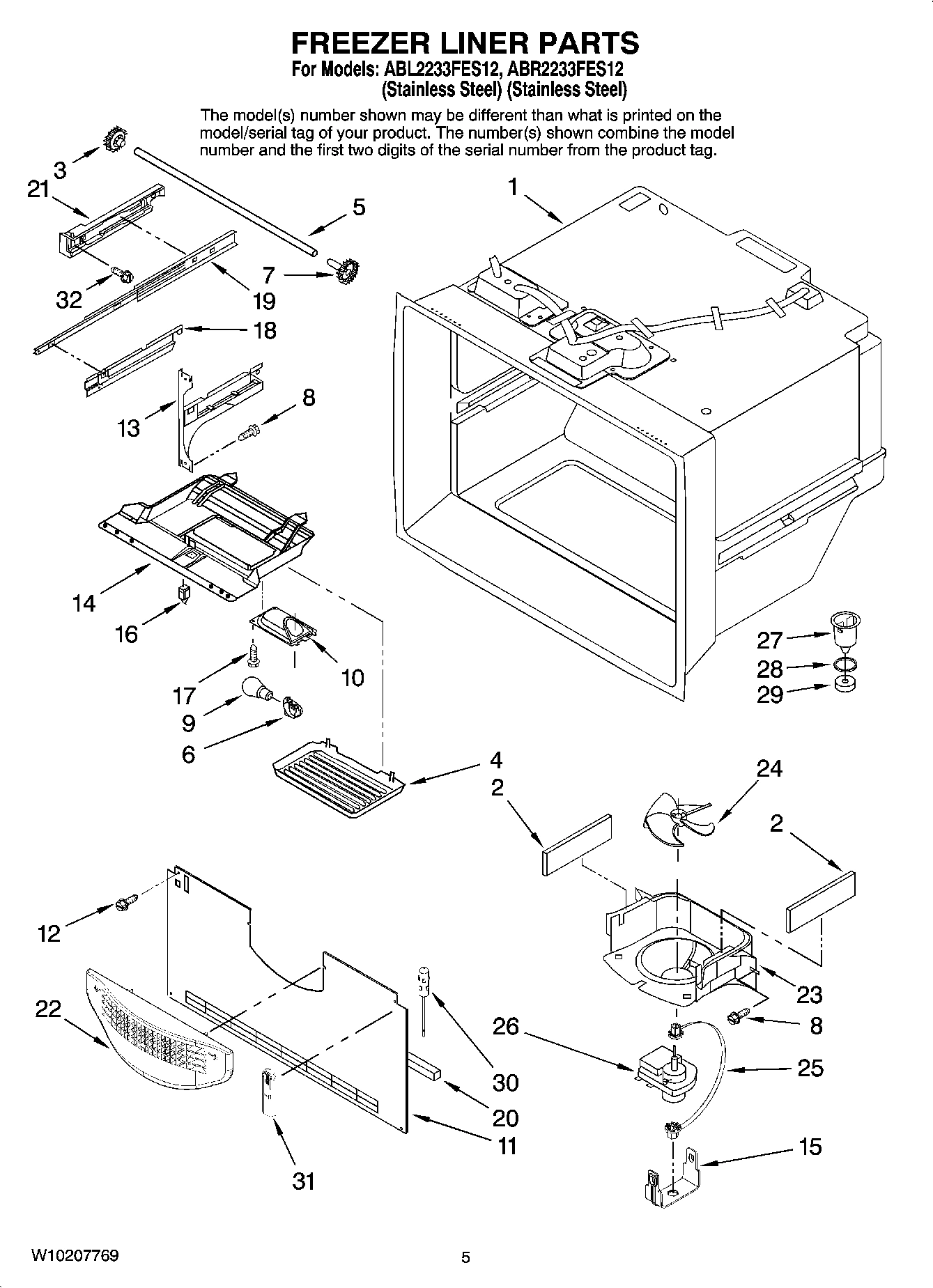 03 - FREEZER LINER PARTS