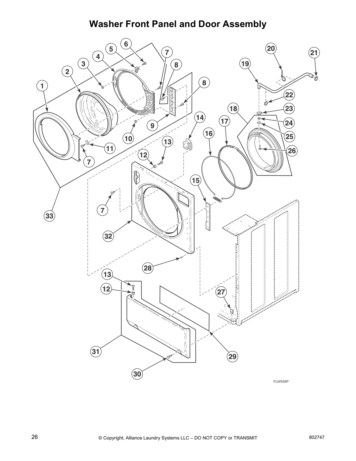 Washer Front Panel and Door Assembly