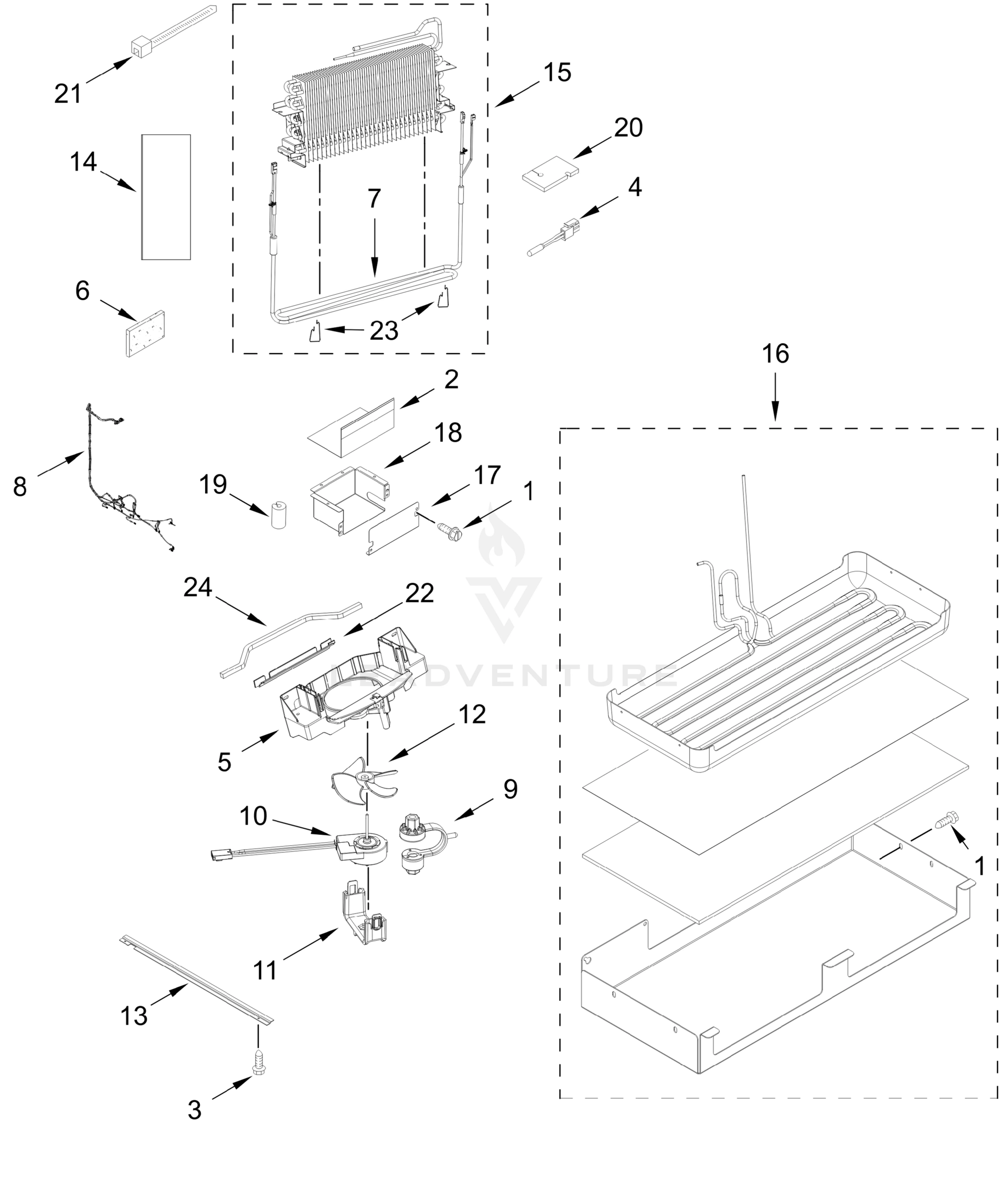 LOWER UNIT AND TUBE PARTS