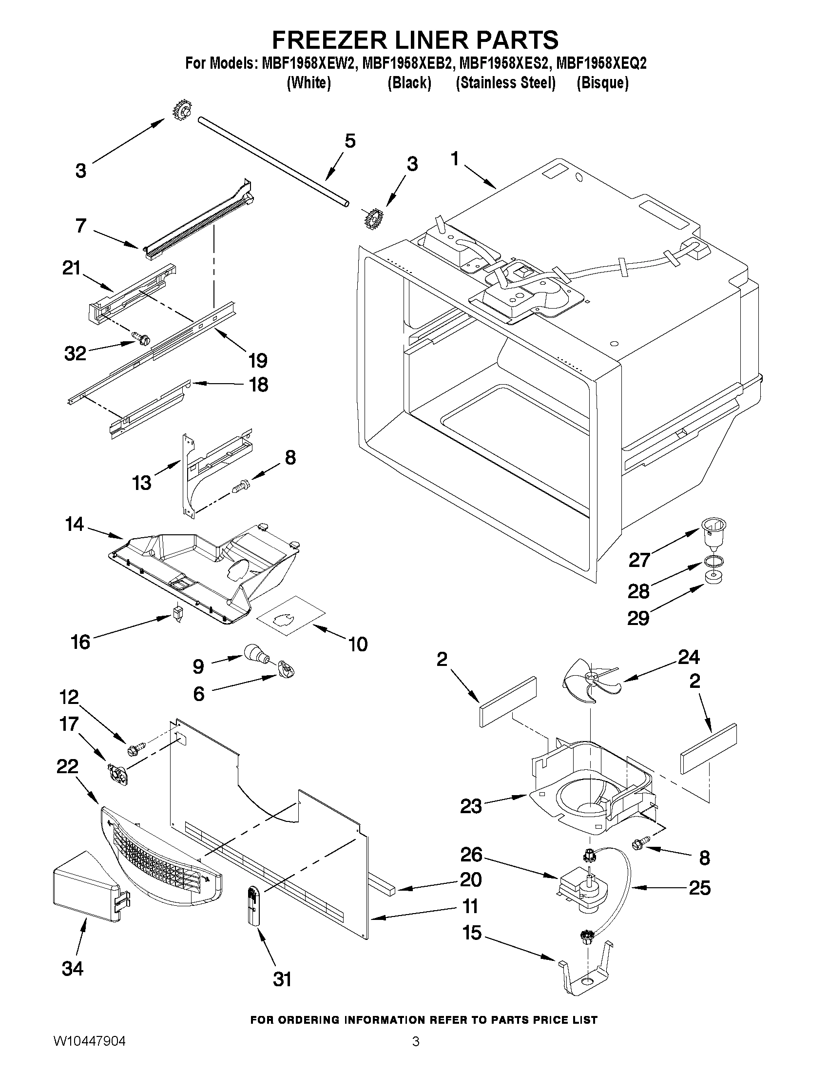 02 - FREEZER LINER PARTS