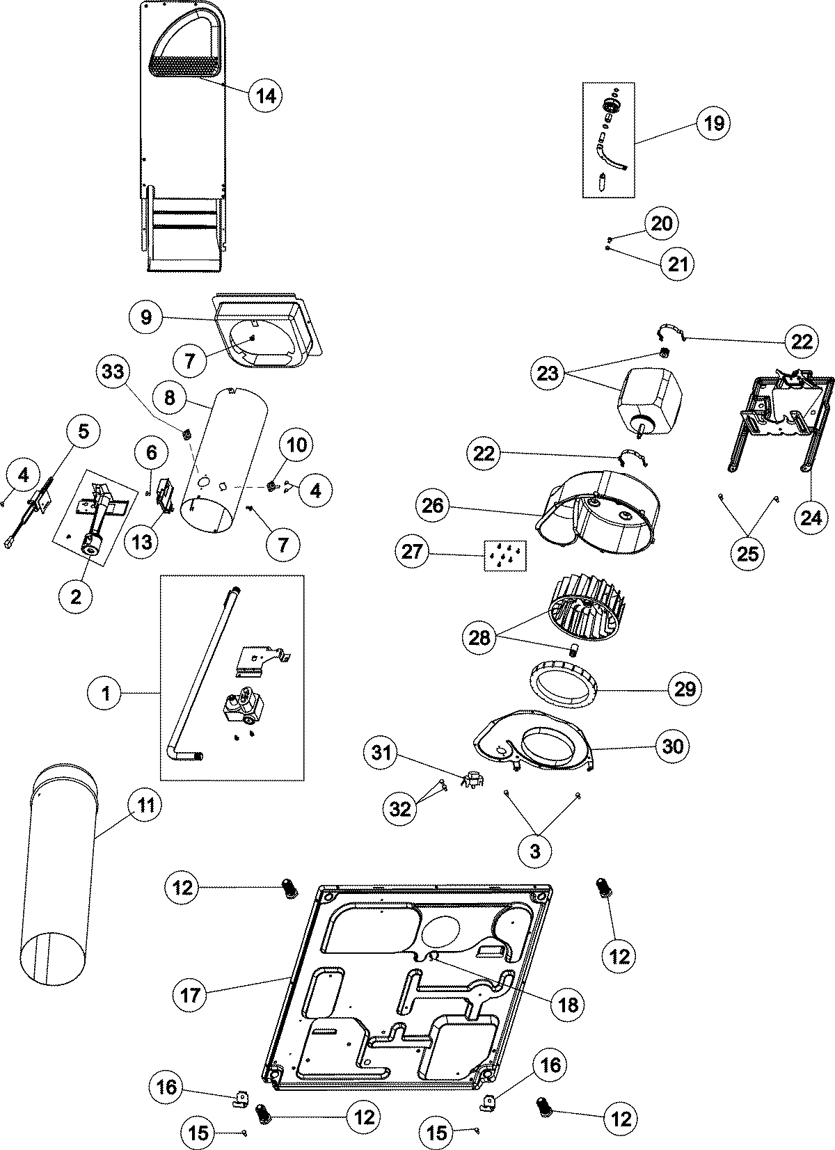 01 - BASE, HEATER & MOTOR (GAS)