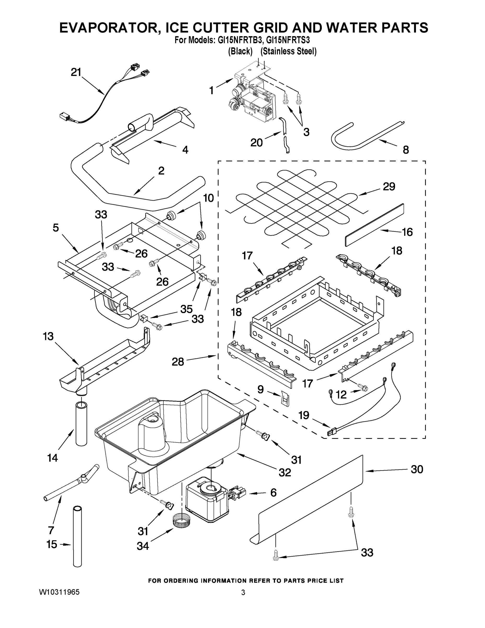 02 - EVAPORATOR ICE CUTTER GRID AND WATER PARTS
