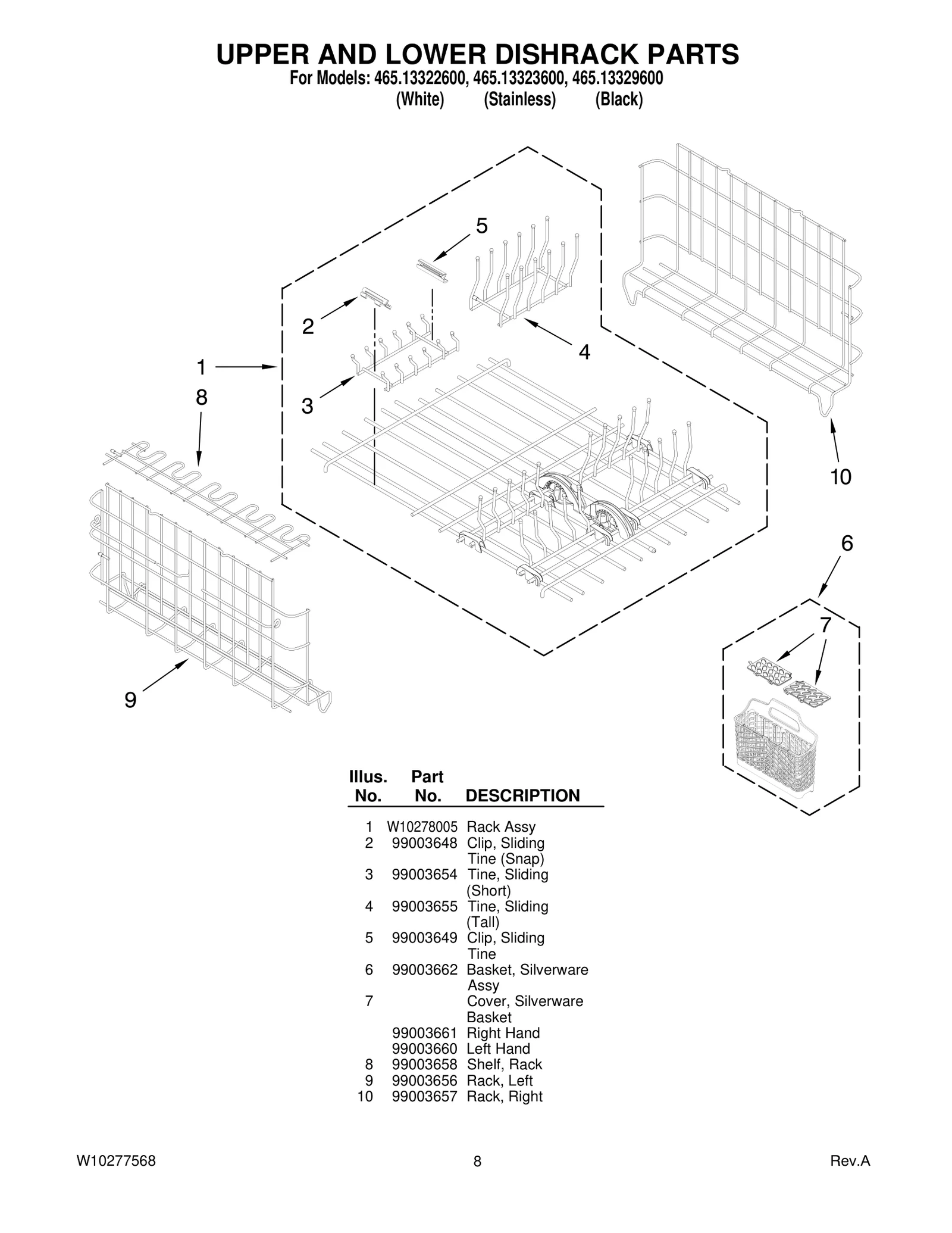 UPPER AND LOWER DISHRACK PARTS