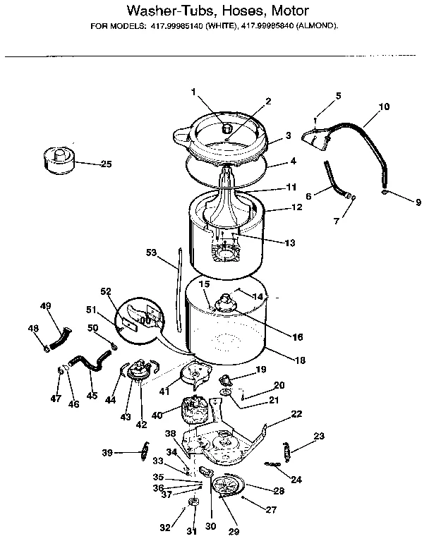WASHER-TUBS, HOSES, MOTOR