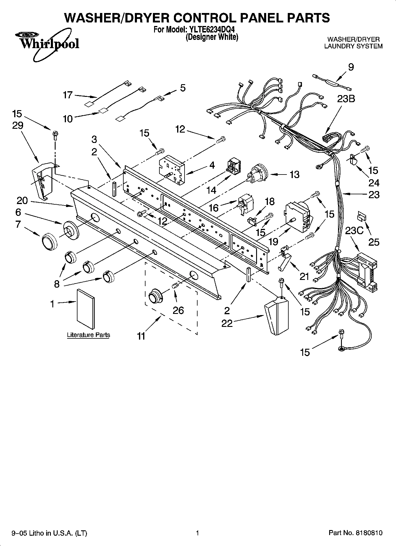 01 - WASHER/DRYER CONTROL PANEL PARTS