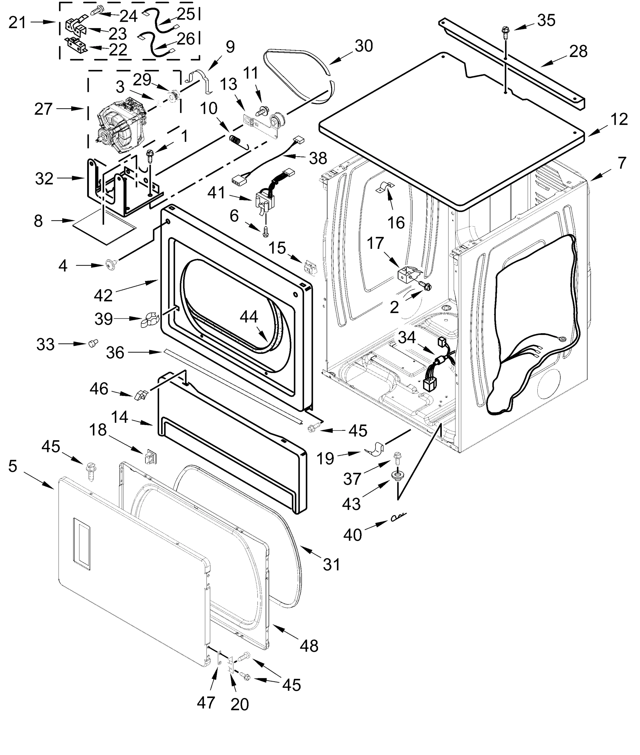 UPPER CABINET AND FRONT PANEL PARTS