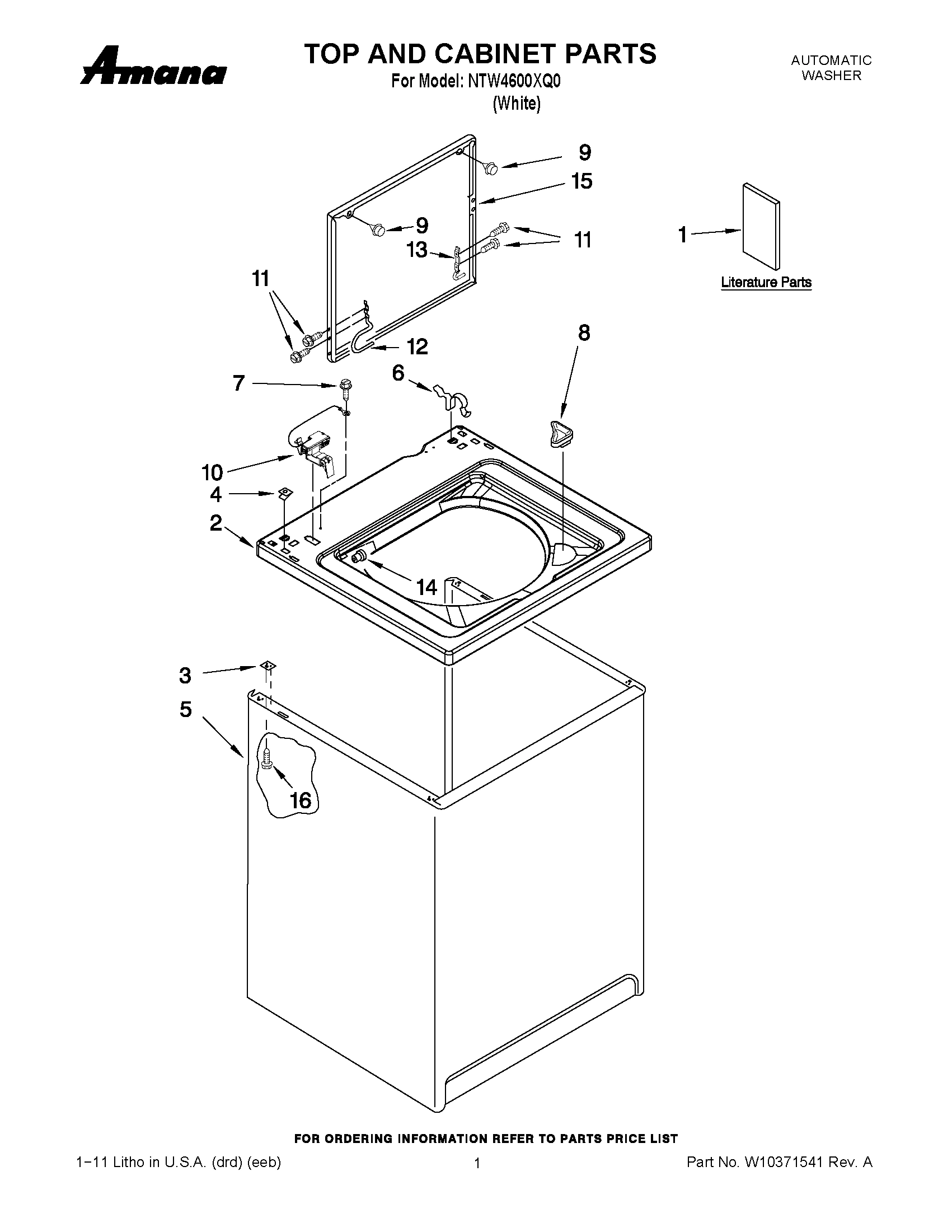 01 - TOP AND CABINET PARTS
