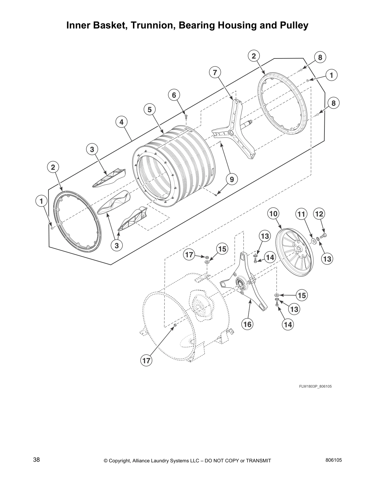 Inner Basket, Trunnion, Bearing Housing and Pulley