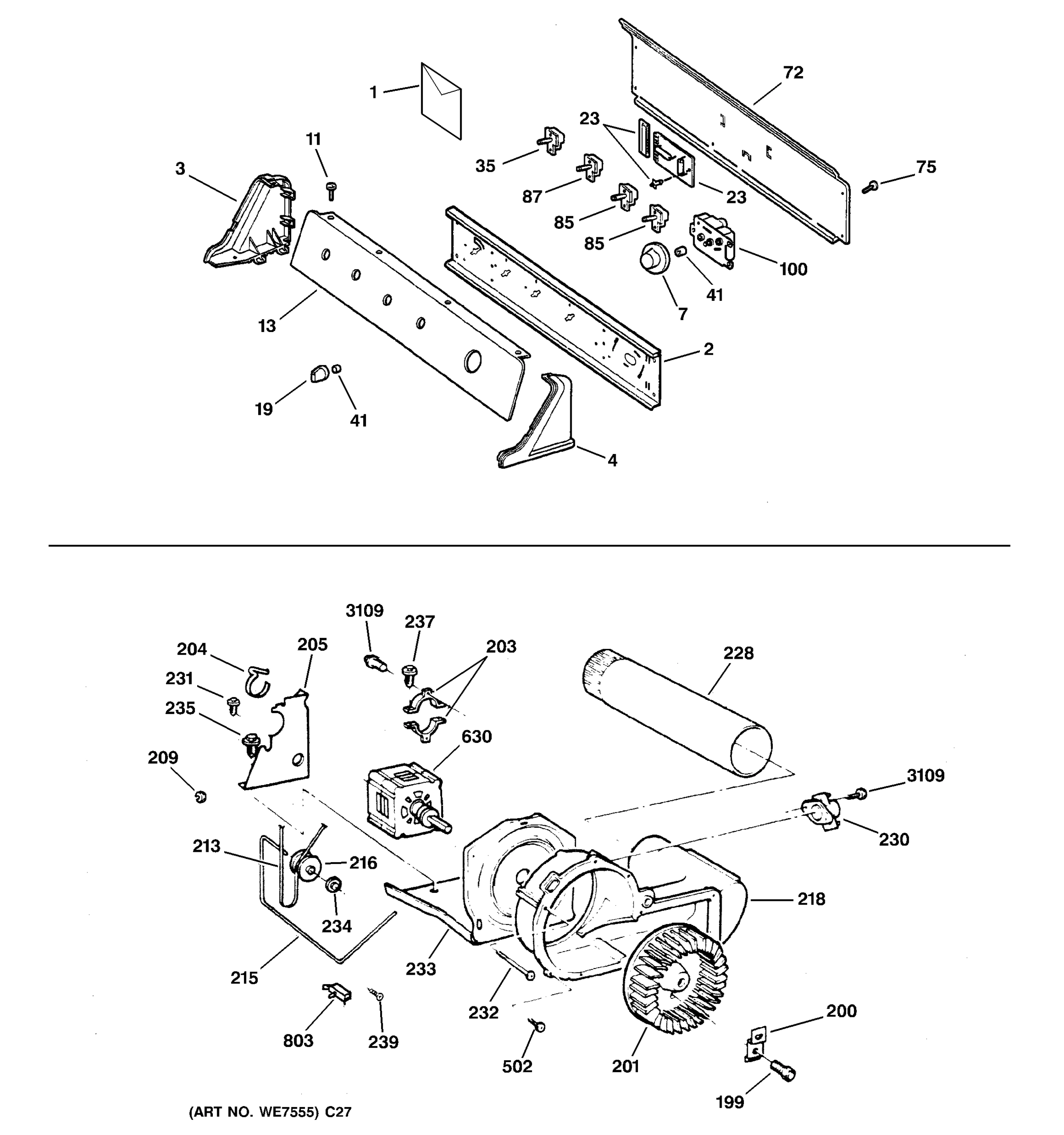 BACKSPLASH, BLOWER & MOTOR ASSEMBLY