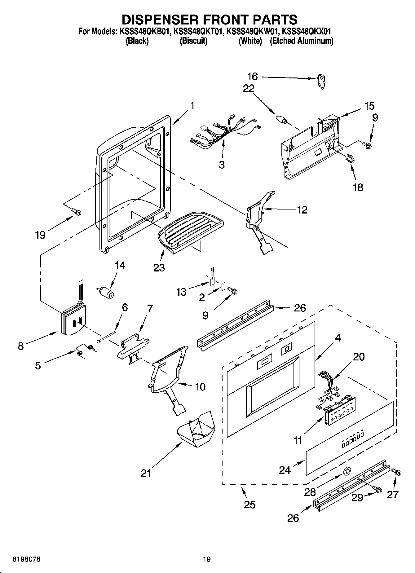 12 - DISPENSER AND FRONT PARTS