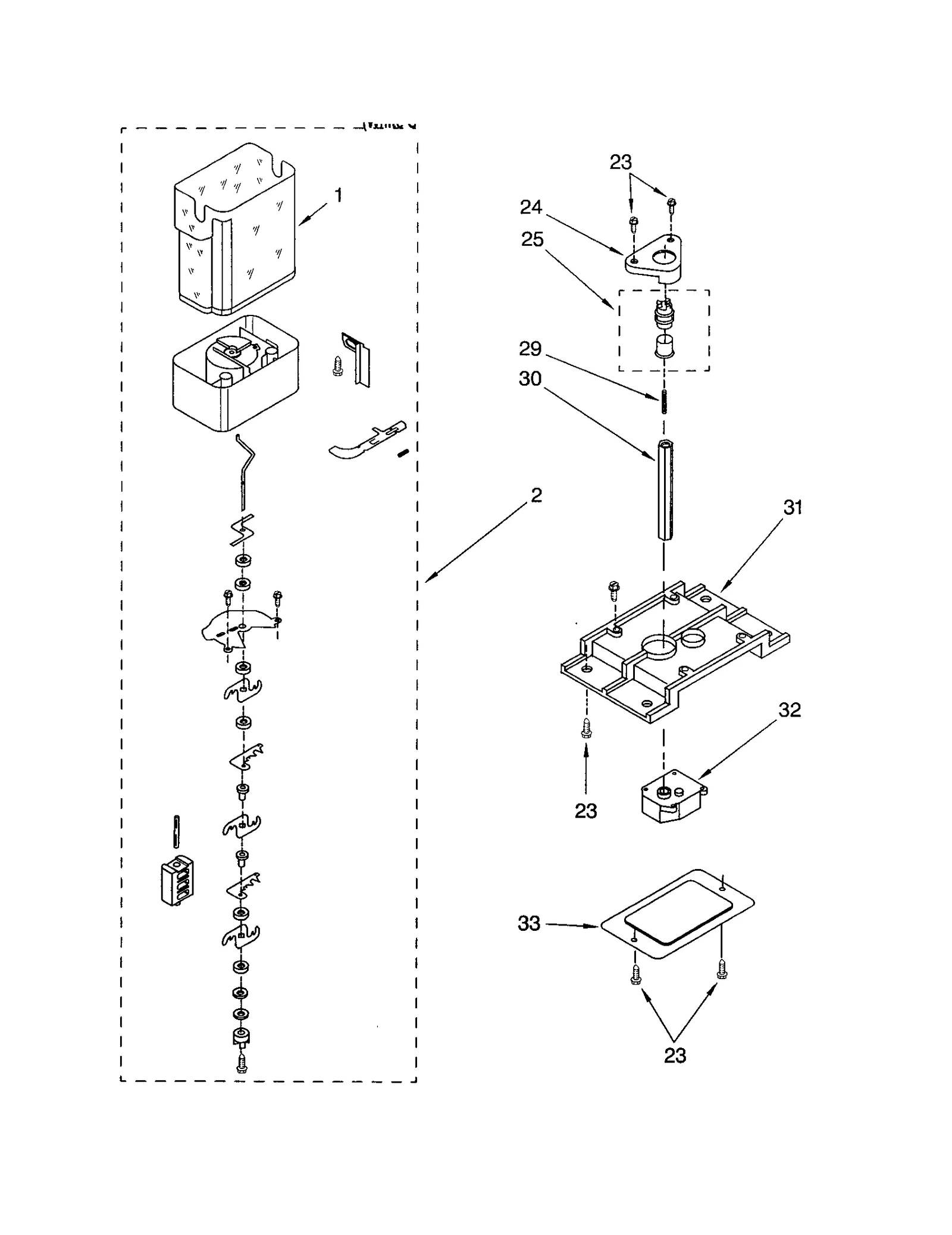 MOTOR AND ICE CONTAINER