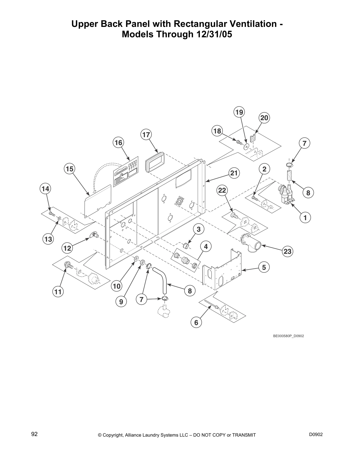 Upper Back Panel with Rectangular Ventilation -
Models Through 12/31/05