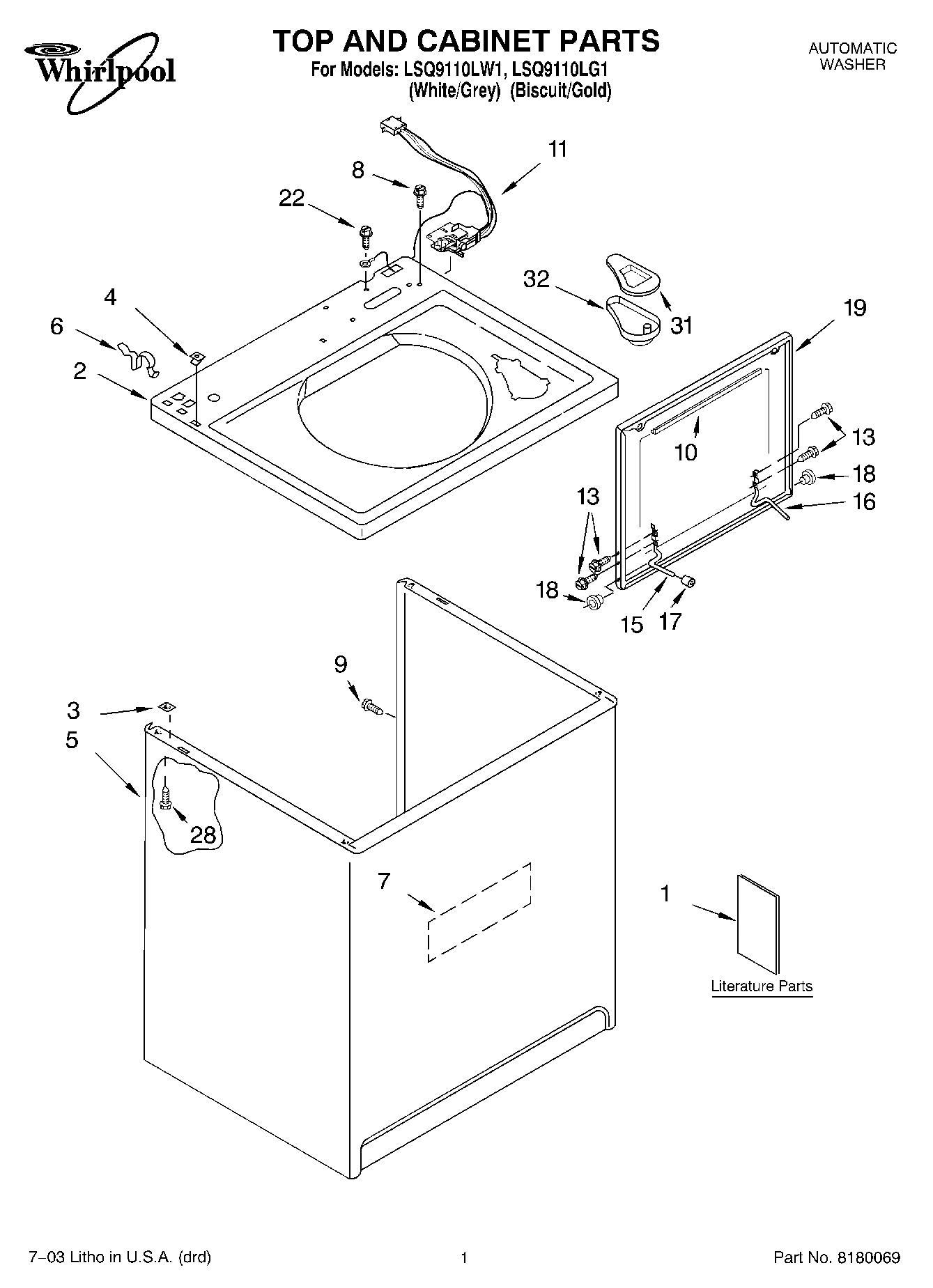 01 - TOP AND CABINET PARTS