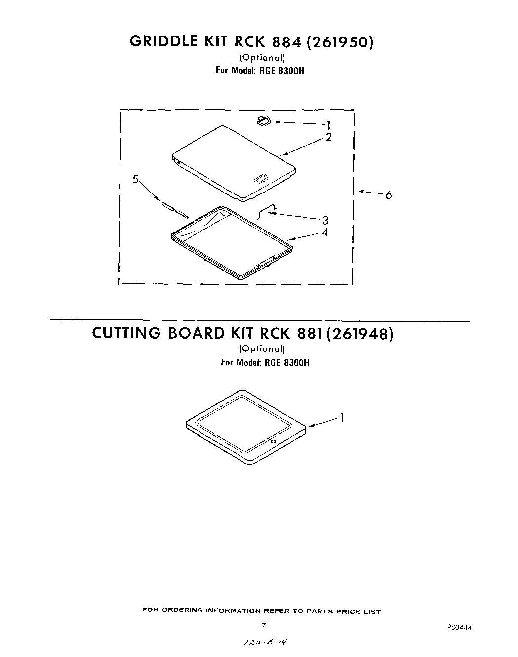 07 - GRIDDLE RCK884(261950), CUTTING BOARD
