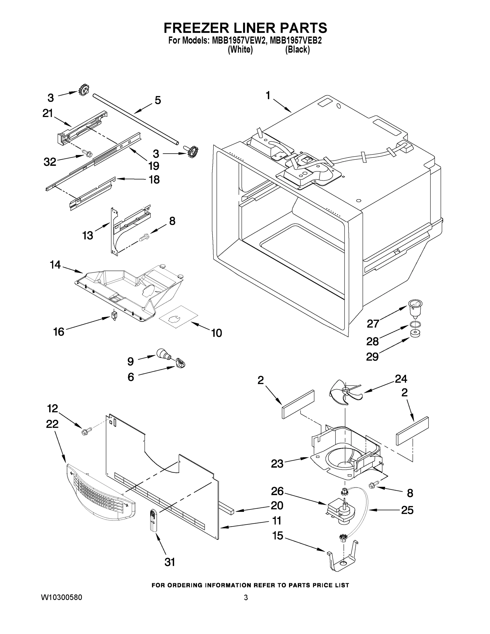 02 - FREEZER LINER PARTS