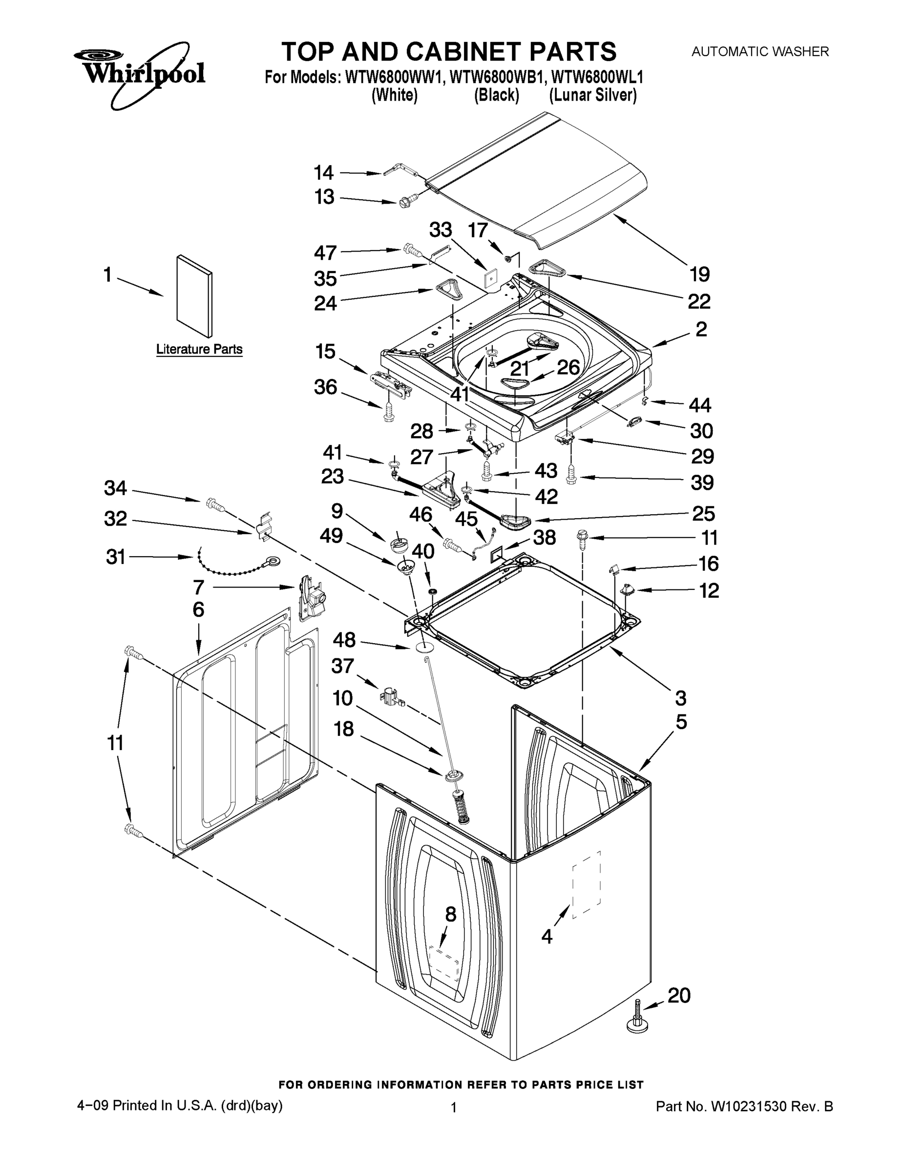 01 - TOP AND CABINET PARTS
