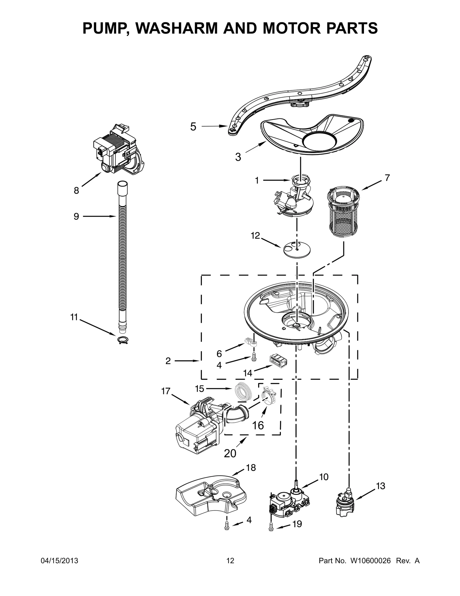 PUMP, WASHARM AND MOTOR PARTS