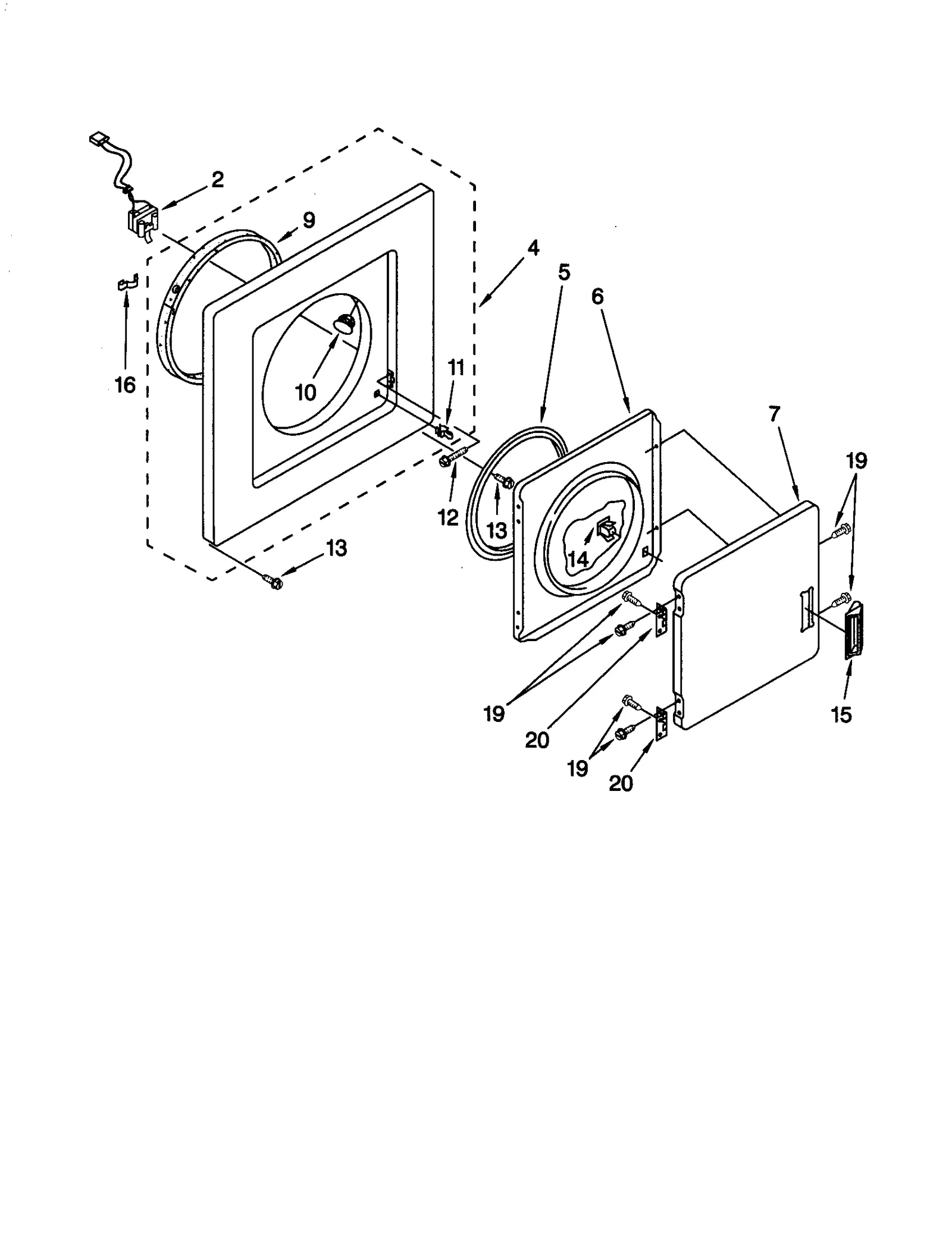 DRYER FRONT PANEL AND DOOR