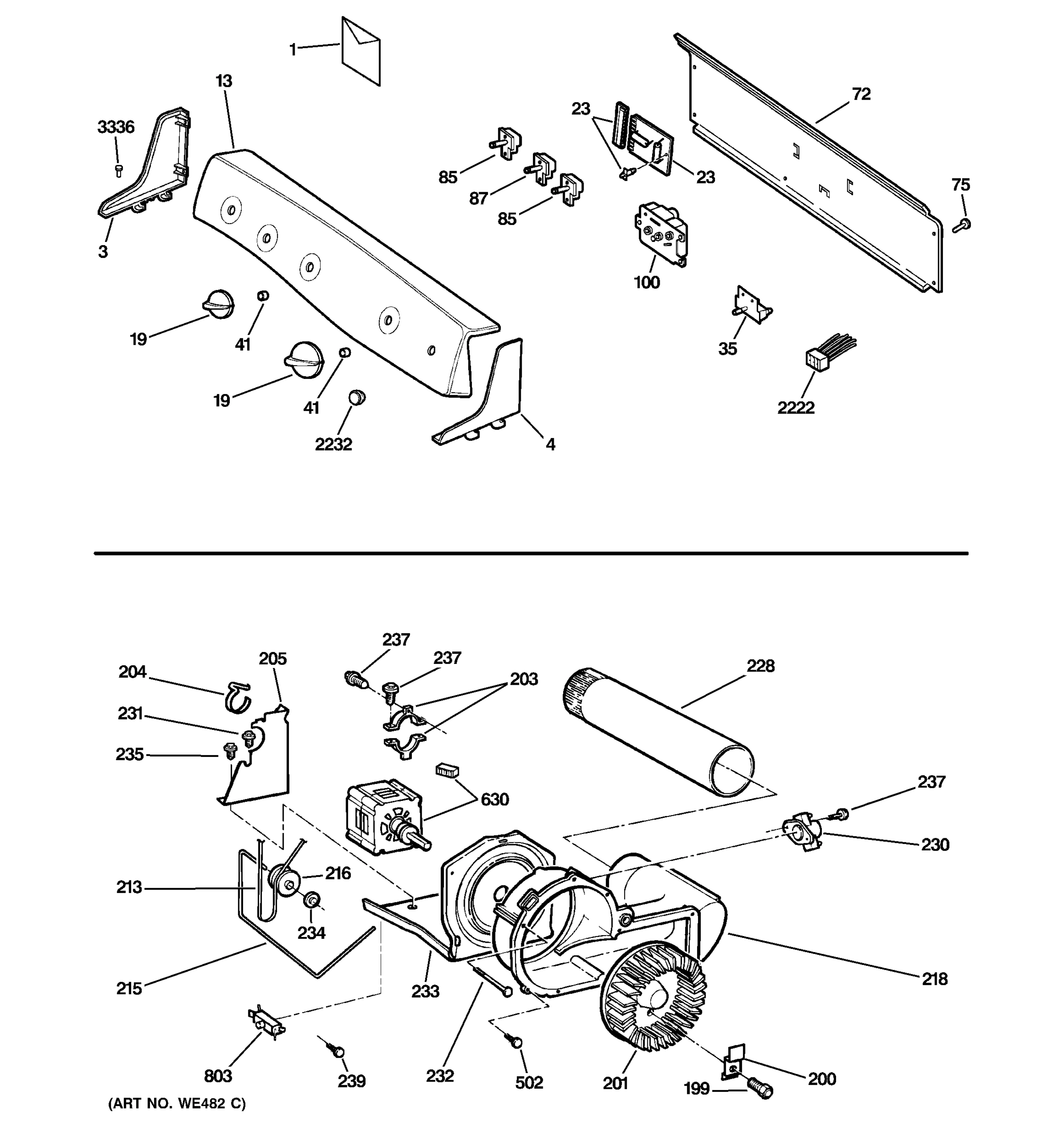 BACKSPLASH, BLOWER & MOTOR ASSEMBLY