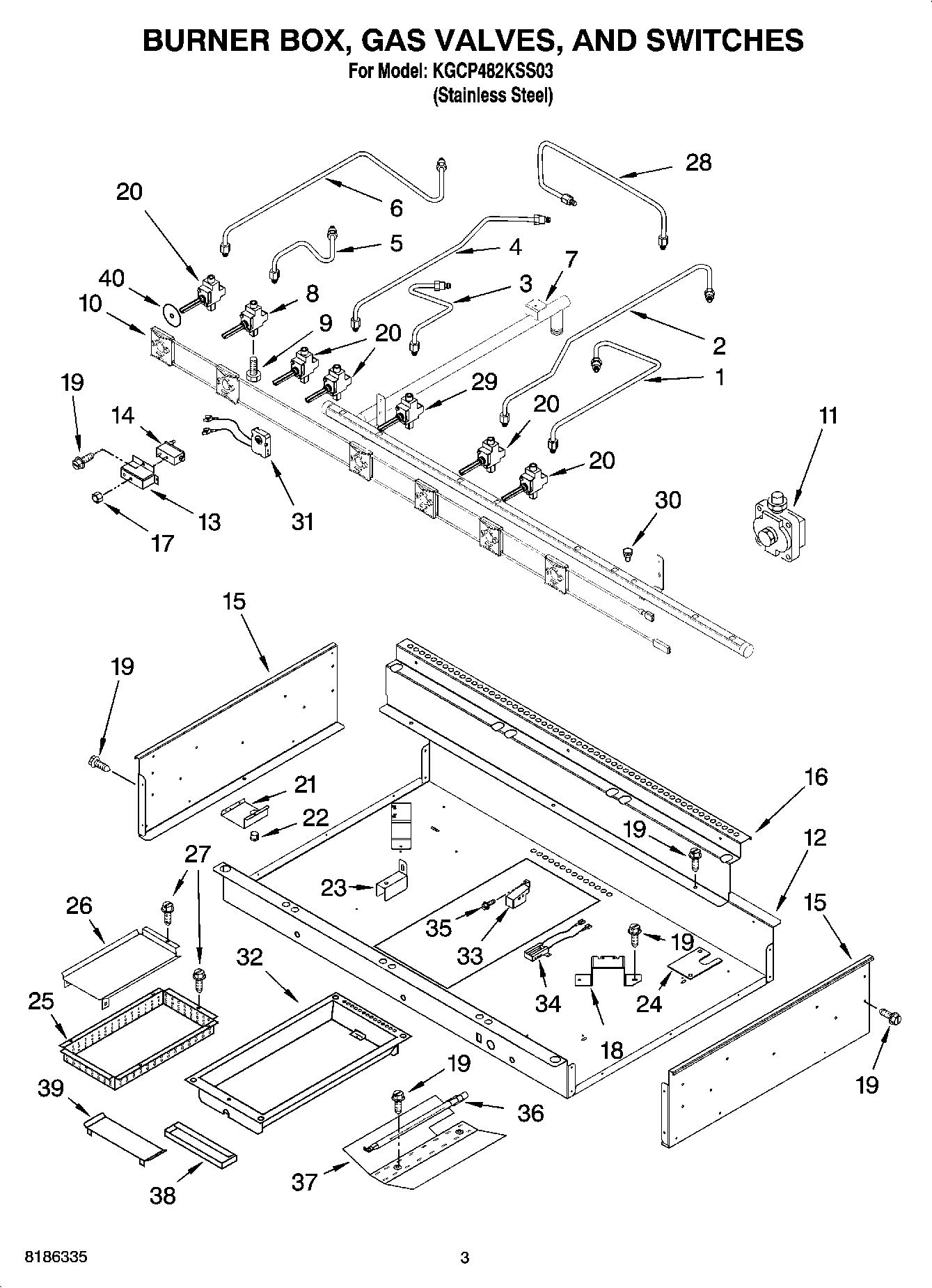 02 - BURNER BOX, GAS VALVES, AND SWITCHES, OPTIONAL PARTS