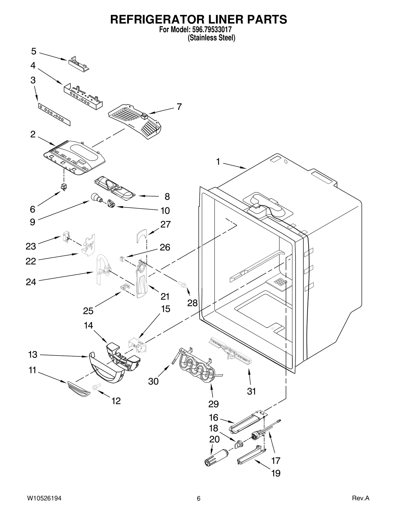 REFRIGERATOR LINER PARTS