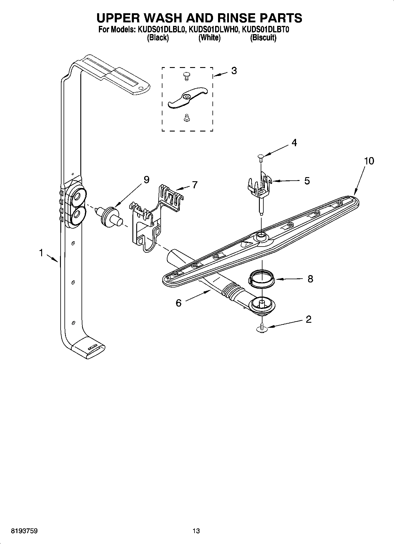 10 - UPPER WASH AND RINSE PARTS