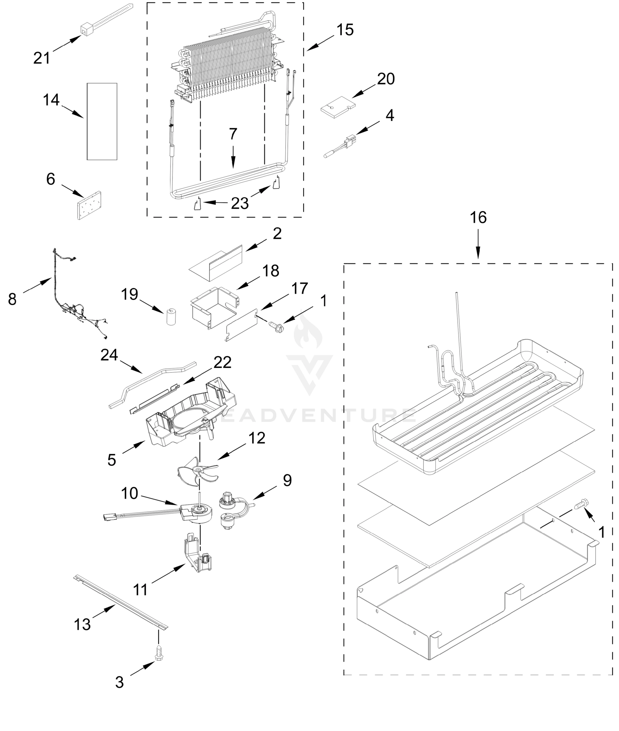 LOWER UNIT AND TUBE PARTS
