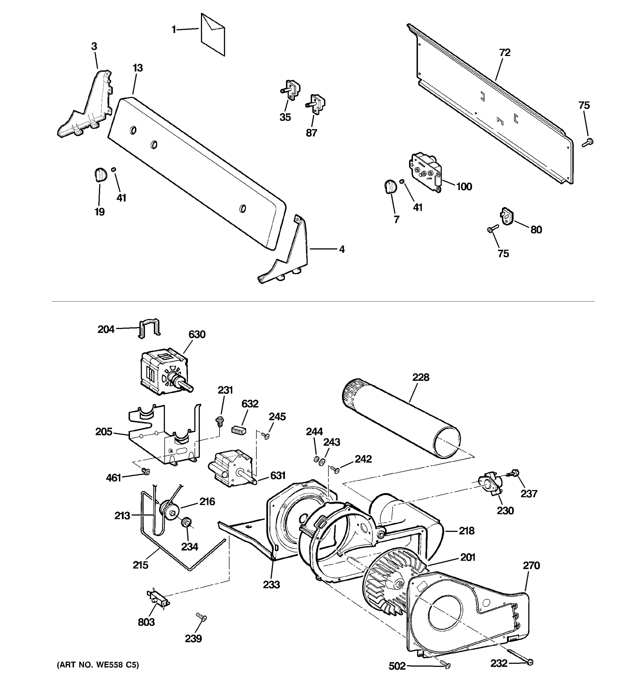 BACKSPLASH, BLOWER & MOTOR ASSEMBLY