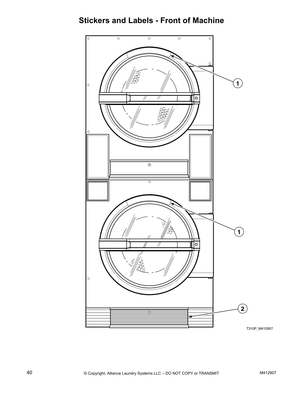 Stickers and Labels - Front of Machine