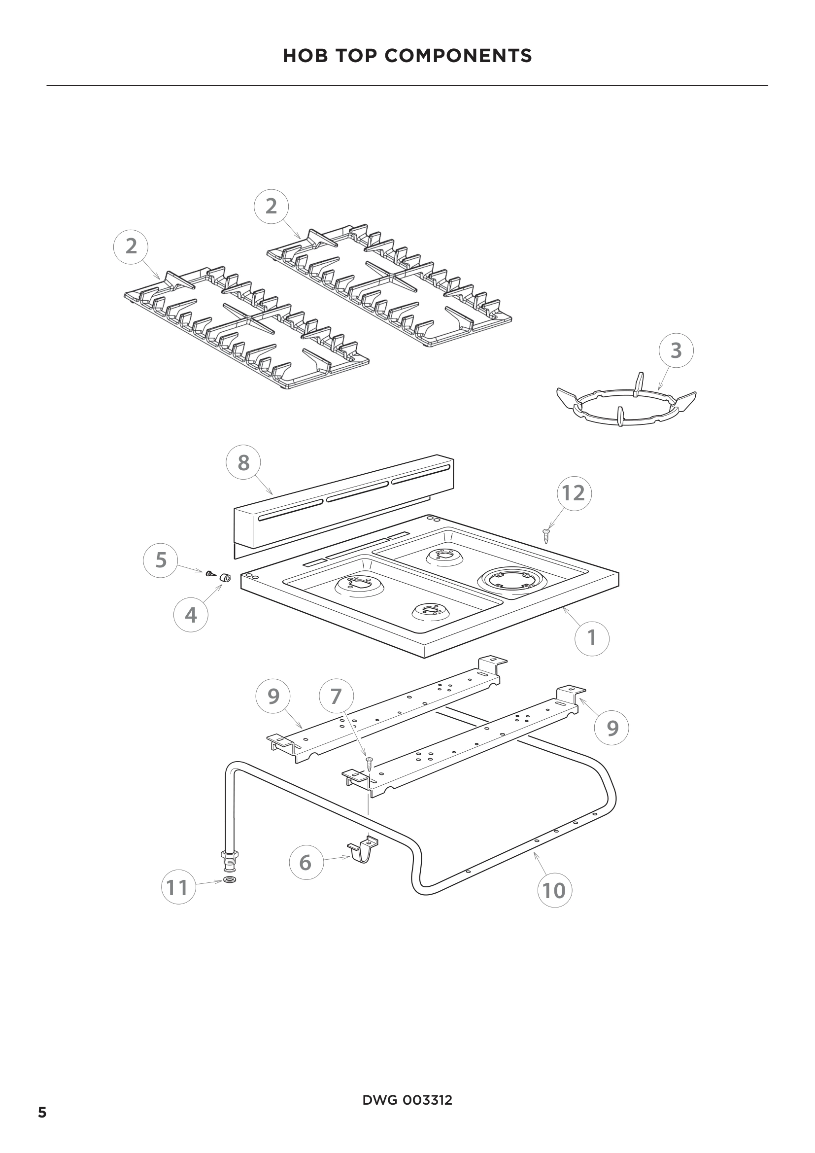 HOB TOP COMPONENTS