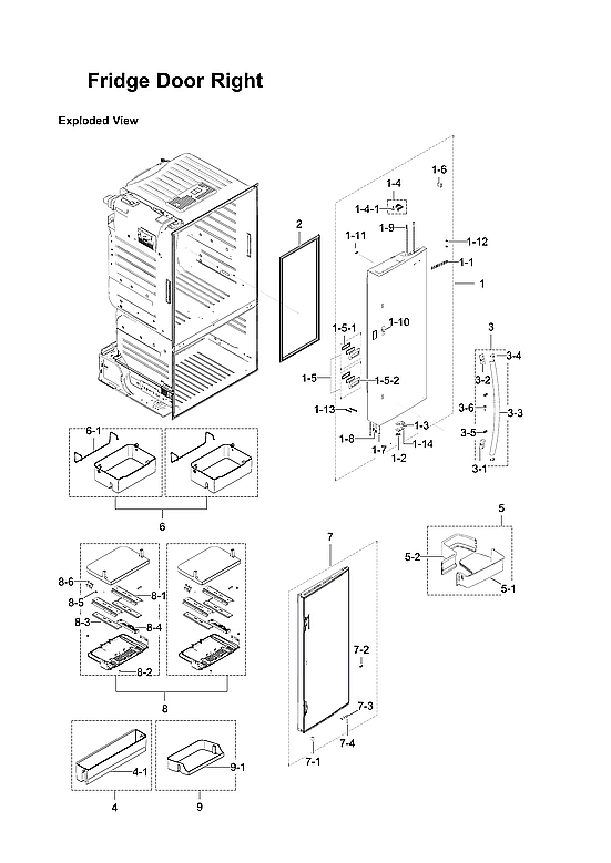 Right Refrigerator Door Parts