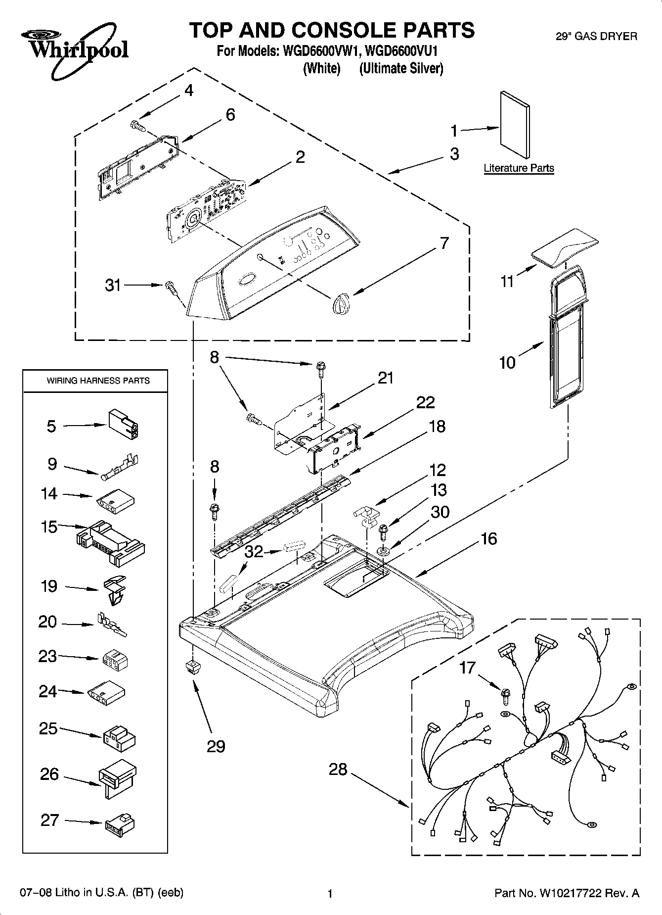 01 - TOP AND CONSOLE PARTS