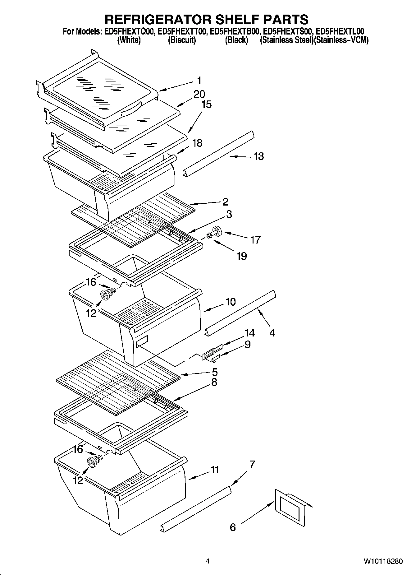 03 - REFRIGERATOR SHELF PARTS