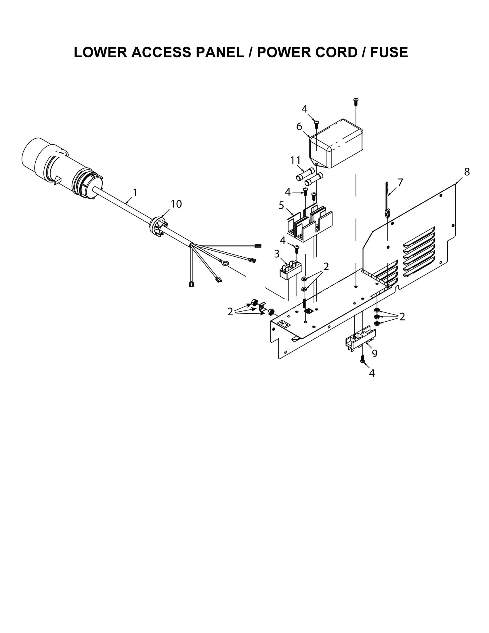 LOWER ACCESS PANEL / POWER CORD / FUSE