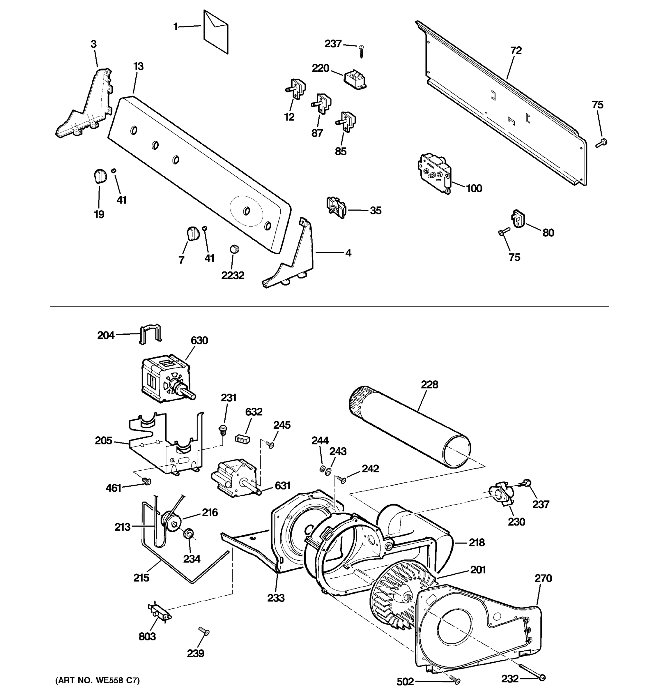 BACKSPLASH, BLOWER & MOTOR ASSEMBLY