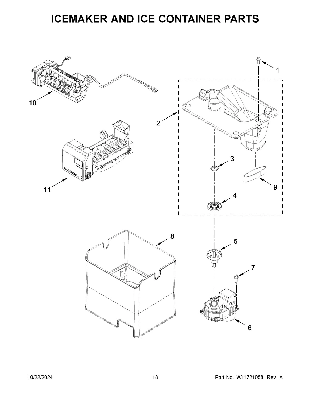 10 - ICEMAKER AND ICE CONTAINER PARTS