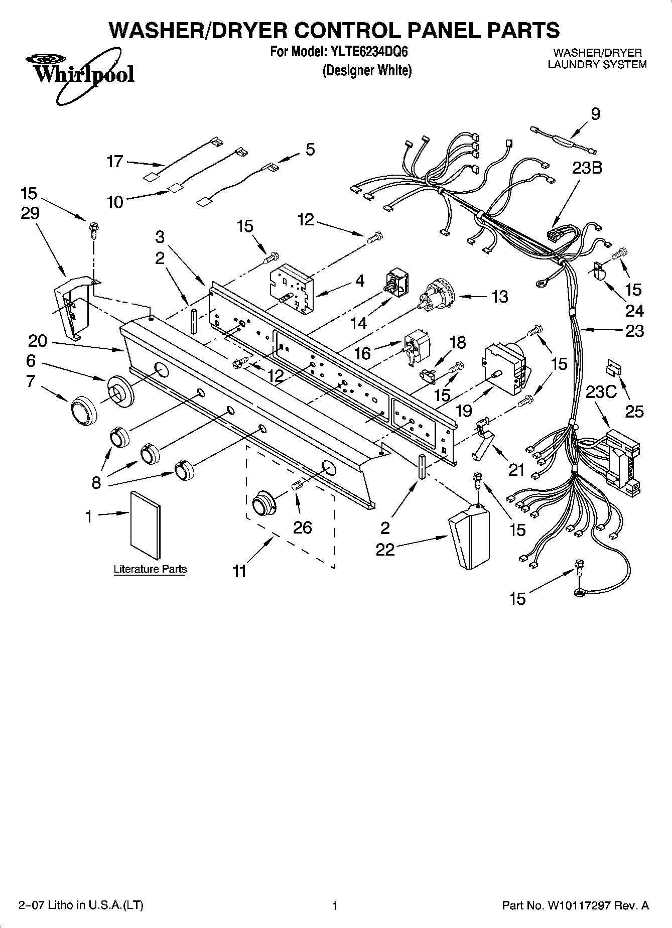 01 - WASHER/DRYER CONTROL PANEL PARTS