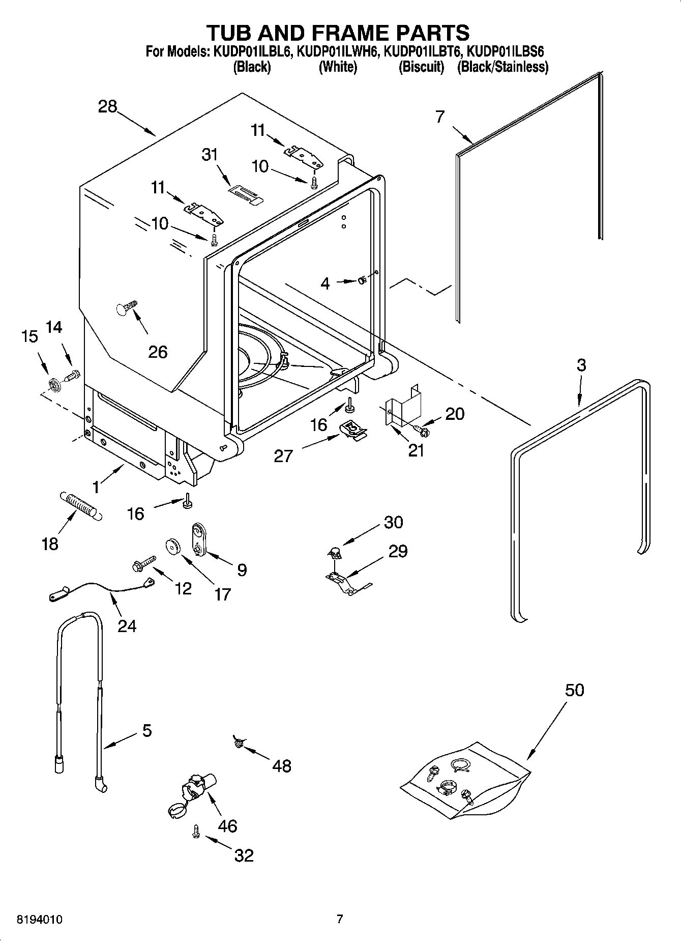 07 - TUB AND FRAME PARTS