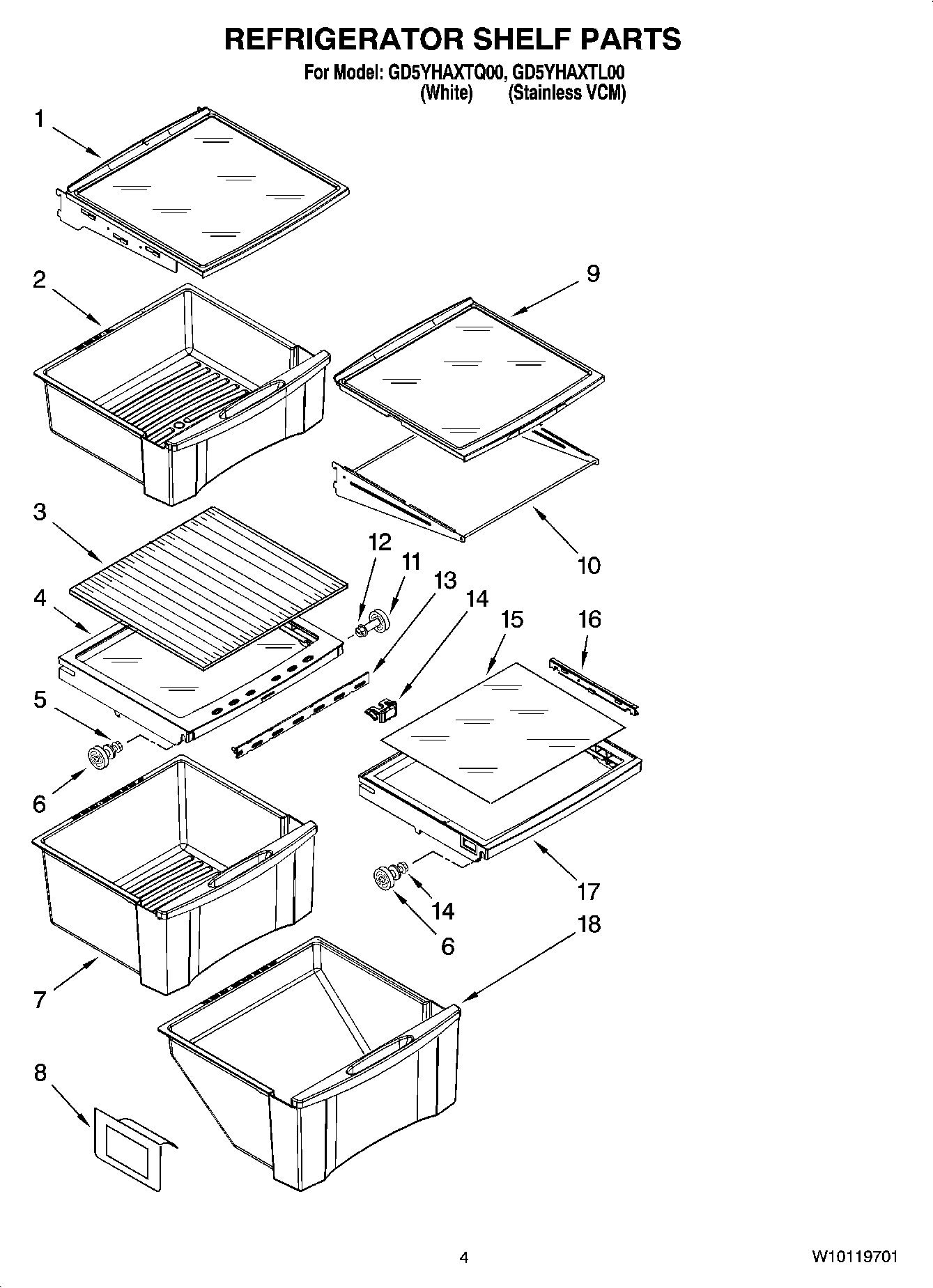 03 - REFRIGERATOR SHELF PARTS