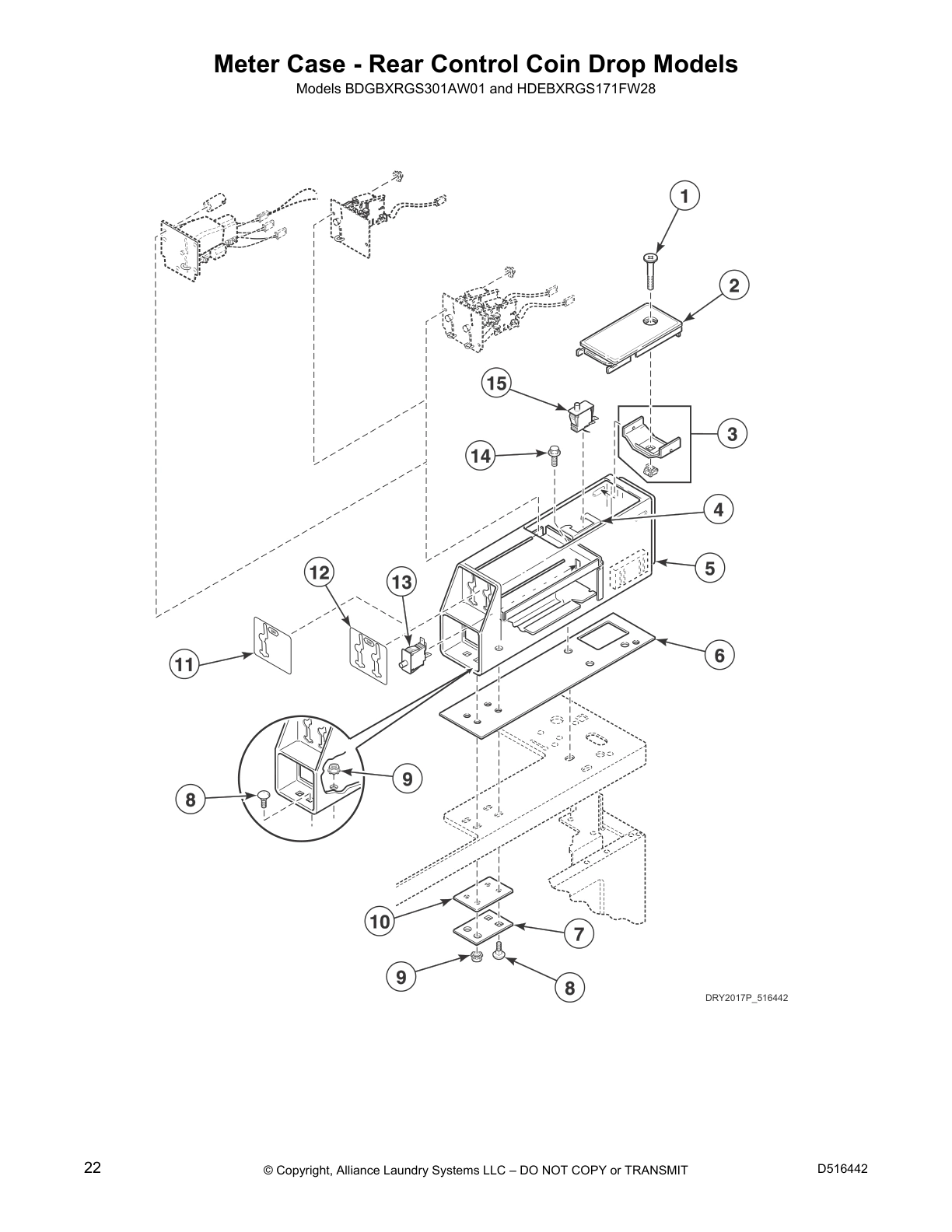 Meter Case - Rear Control Coin Drop Models
