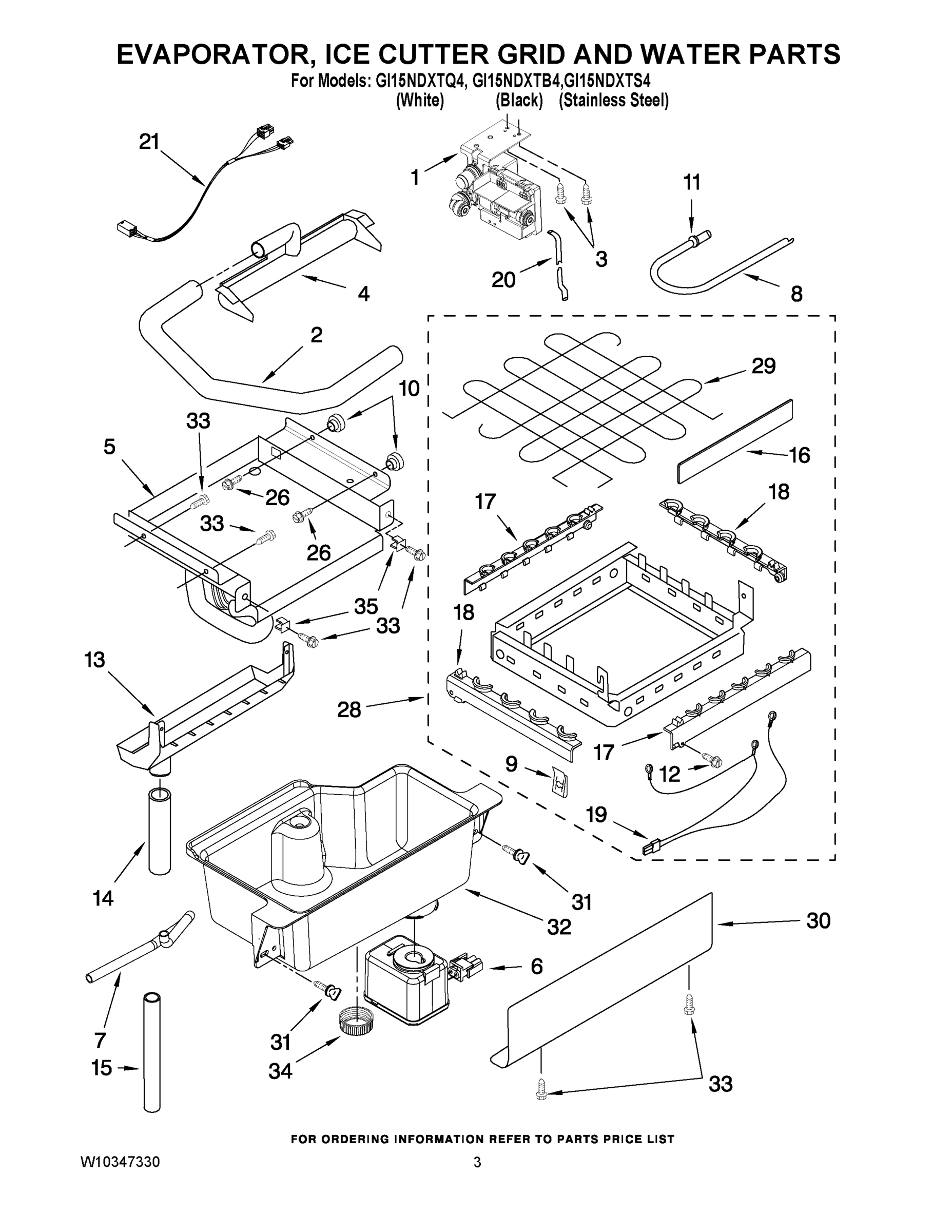 02 - EVAPORATOR, ICE CUTTER GRID AND WATER PARTS
