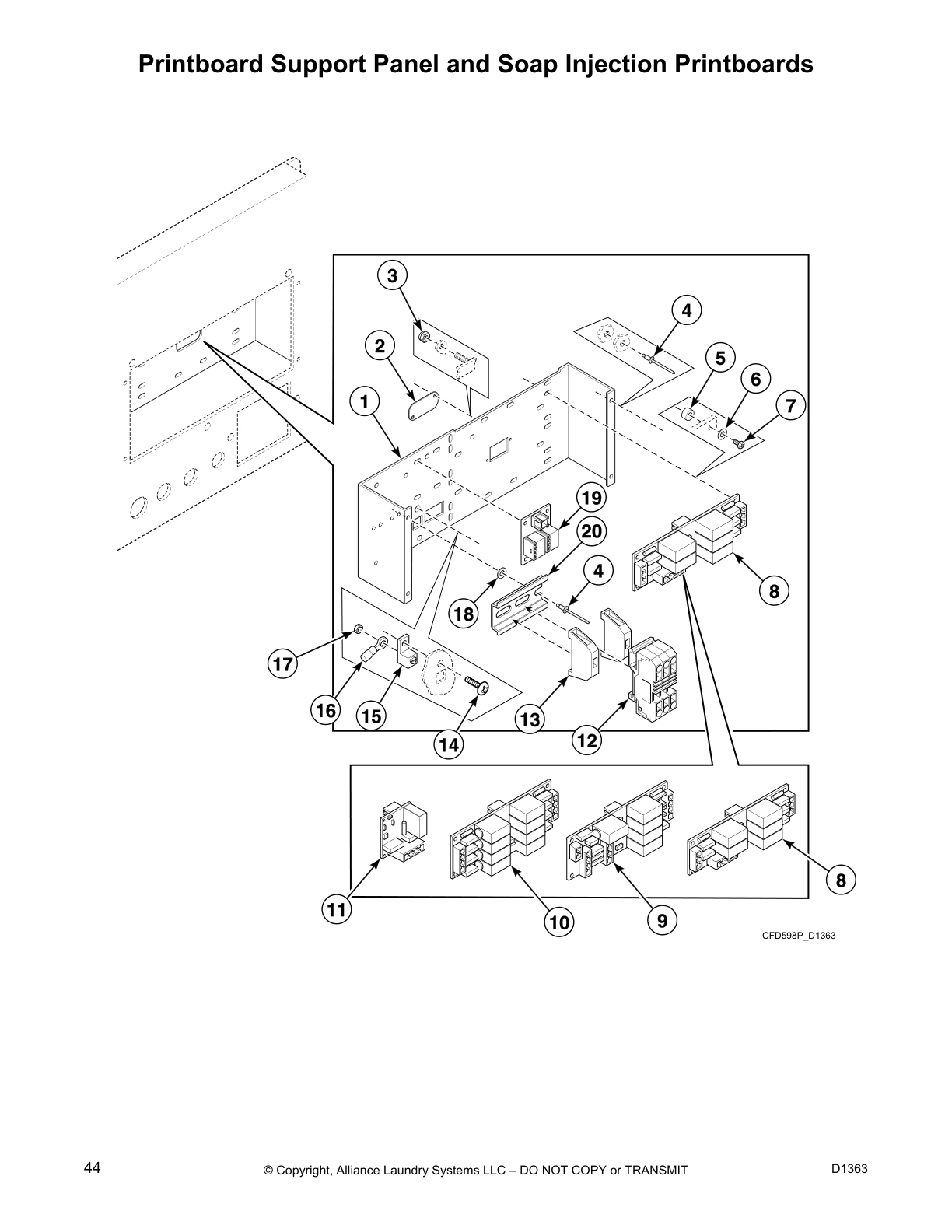 Printboard Support Panel and Soap Injection Printboards