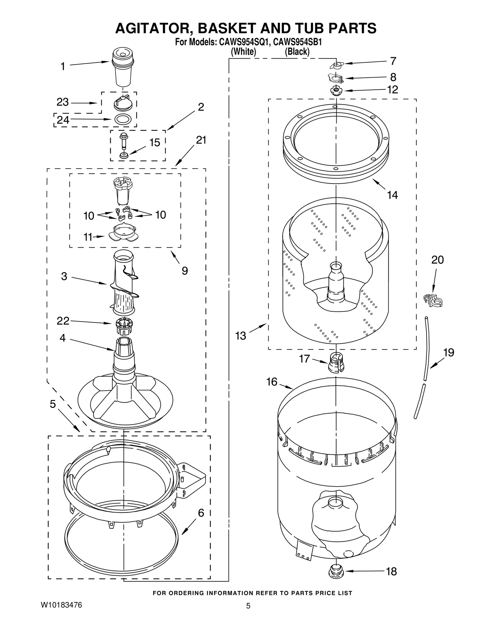 AGITATOR, BASKET AND TUB PARTS