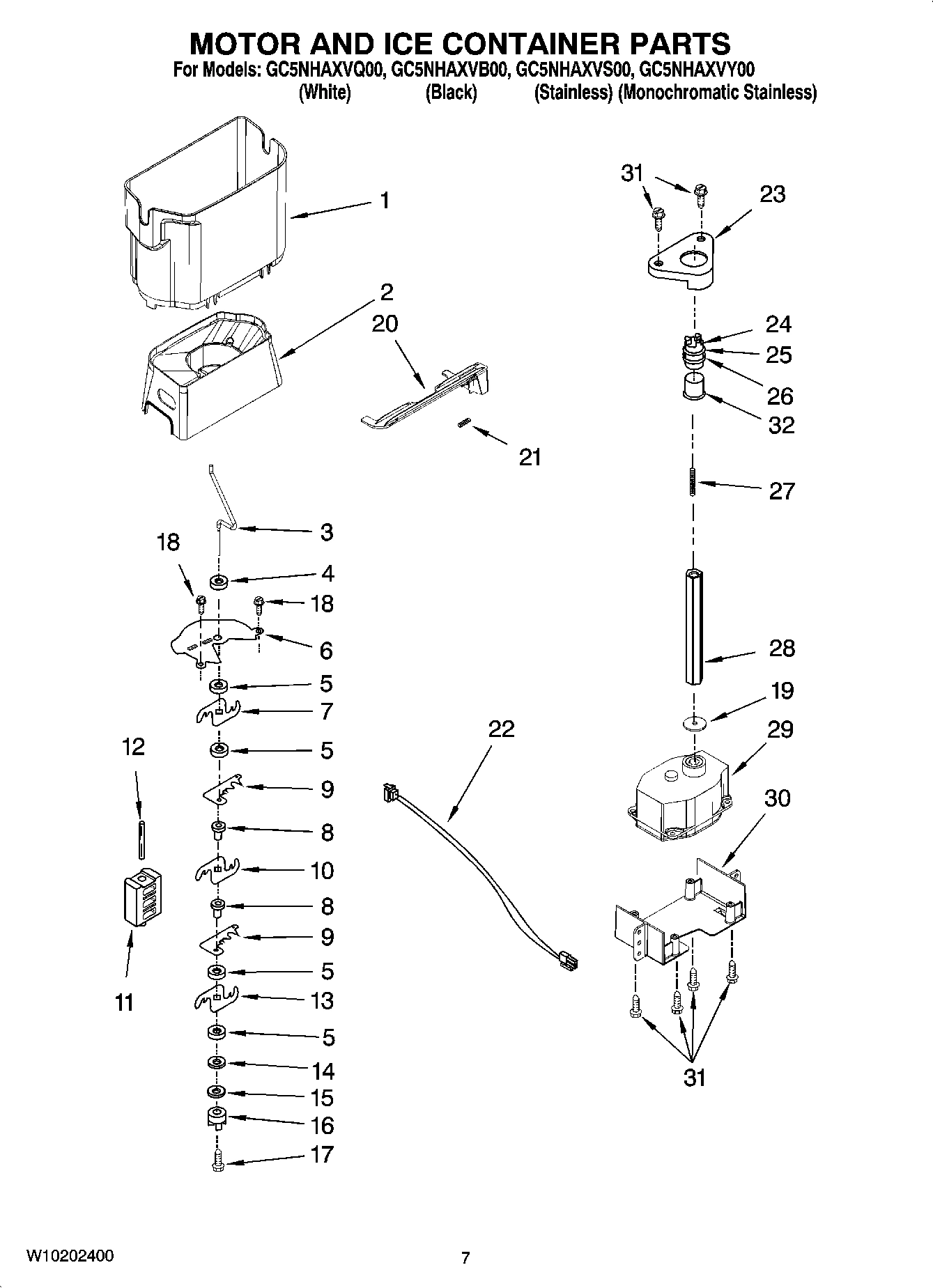 05 - MOTOR AND ICE CONTAINER PARTS